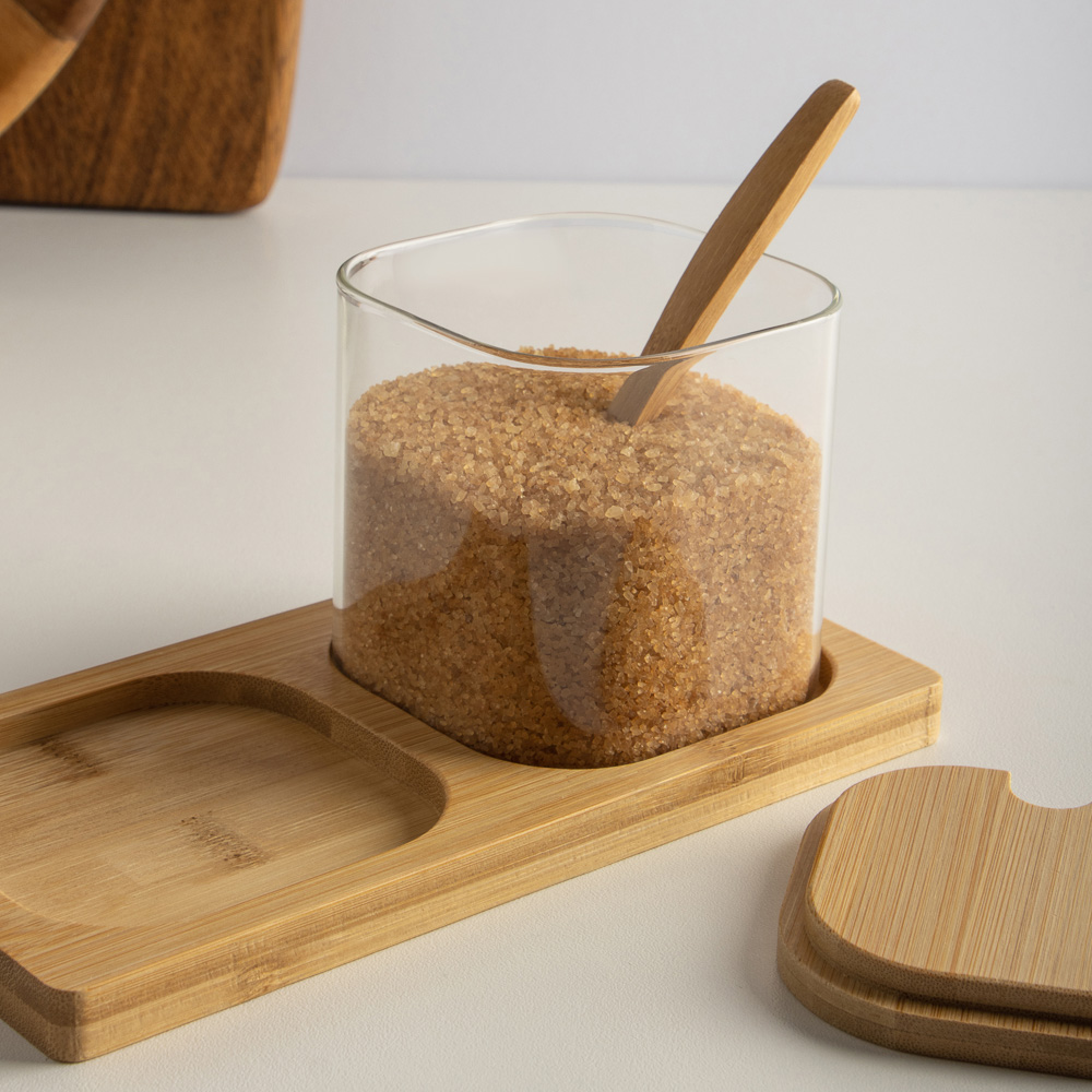 VETTA ЭКО Вуд Набор банок для хранения с ложкой, 9х8х8см, стекло, бамбук