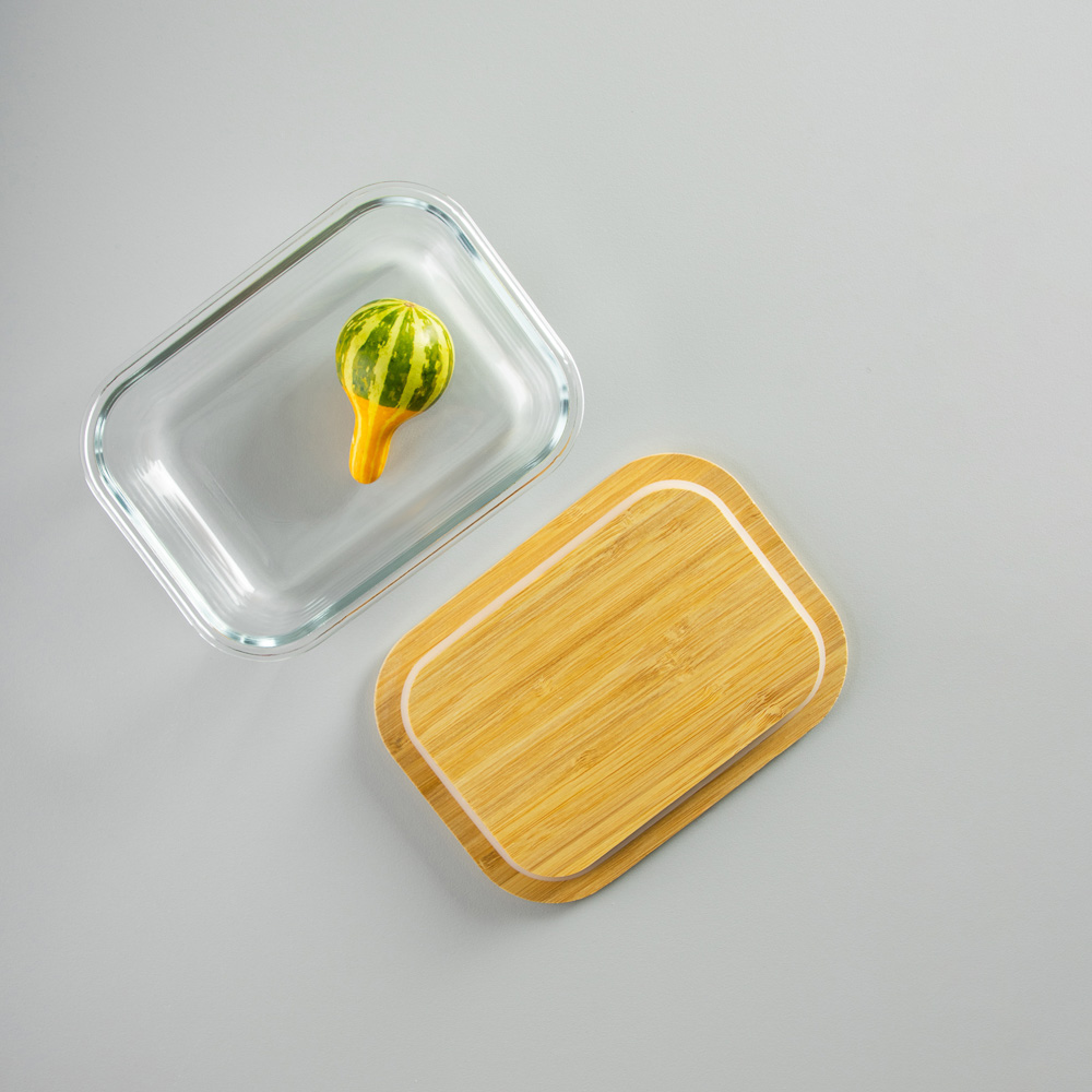 VETTA Контейнер для продуктов 600мл, крышка бамбук, жаропрочное стекло