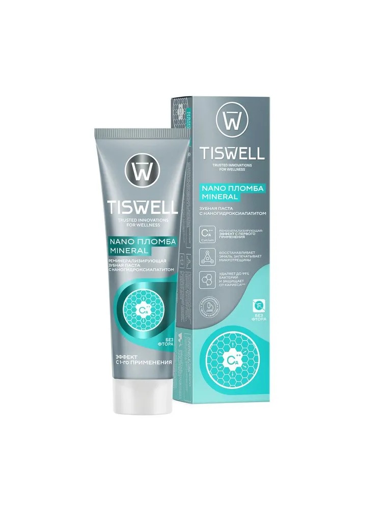 TISWELL Зуб.паста реминерализующая с наногидроксиапатитом без фтора 110г
