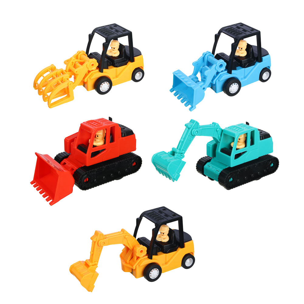 ИГРОЛЕНД Машинка инерционная "Строительная техника" ABS, 11,7х7,3х6см,5 дизайнов