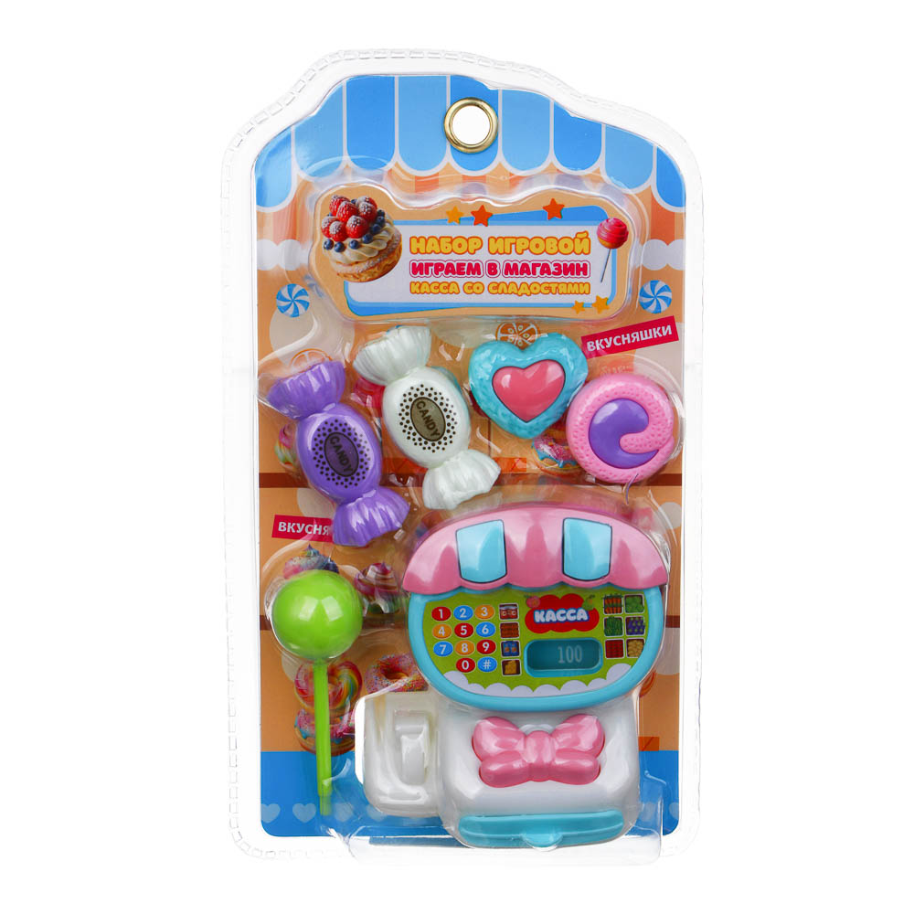 ИГРОЛЕНД Набор игровой "Играем в магазин", касса со сладостями, РР, ABS, 12*5,5*21см
