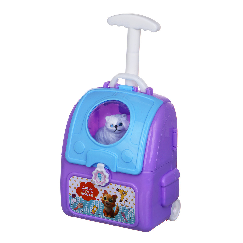 ИГРОЛЕНД Питомец в чемодане с акс., РР, ABS, 10,6*6,5*15см, 2 дизайна