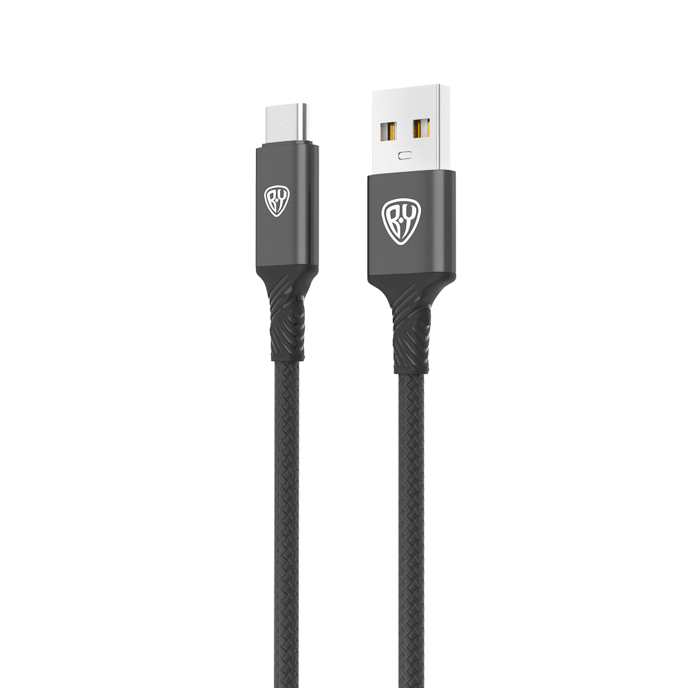 BY Кабель для зарядки Glossy iP, 1м, Быстрая зарядка 2.4А, 12W, тканевый, черный