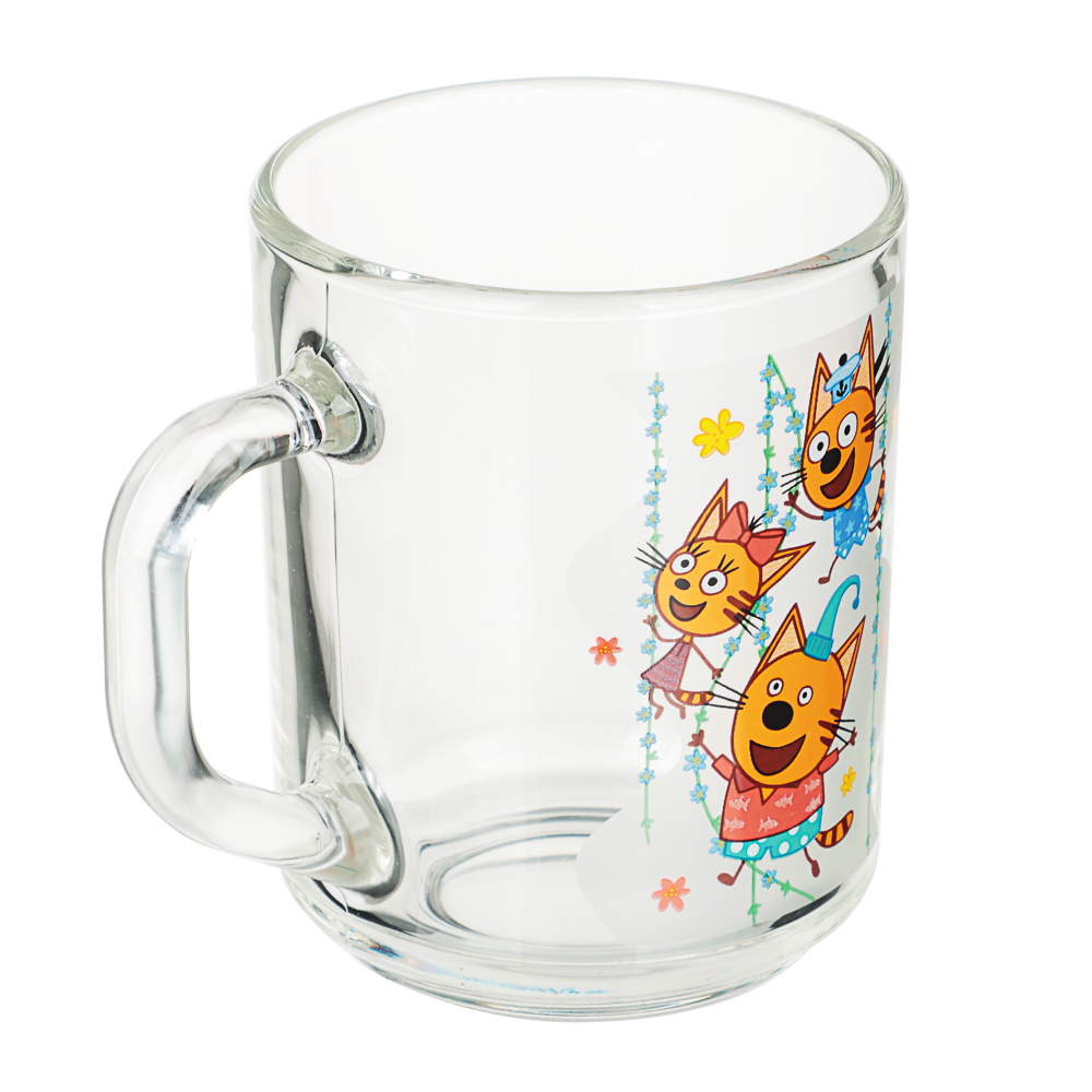Кружка "Три кота, цветы"  230мл стекло