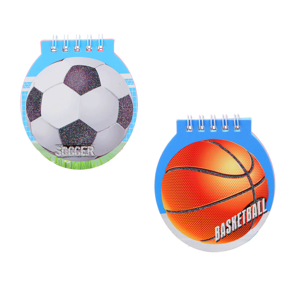 Записная книжка фигурная 40 листов в форме мячей 9,5х8,5см,