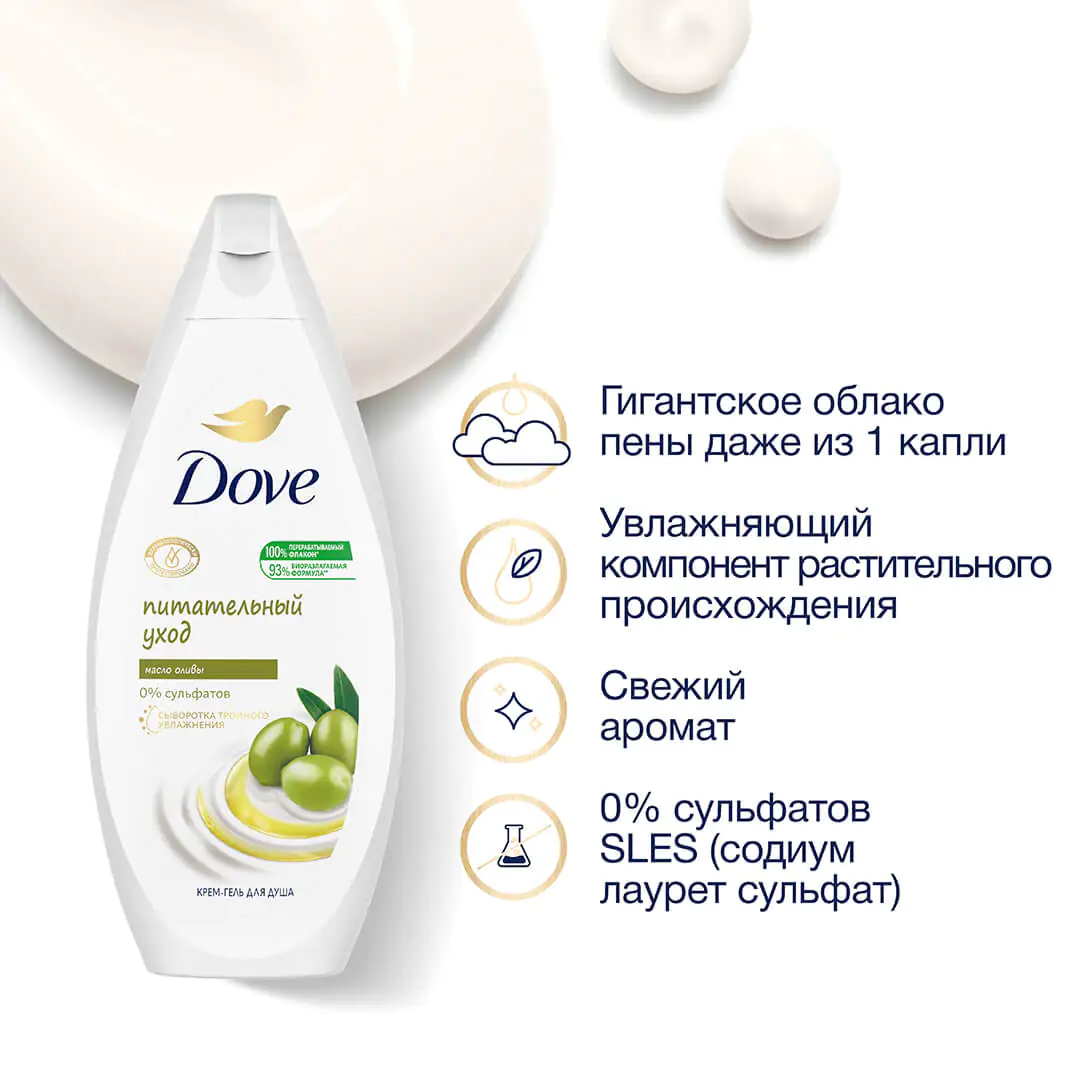 Dove крем-гель для душа Питательный уход с маслом оливы 250мл