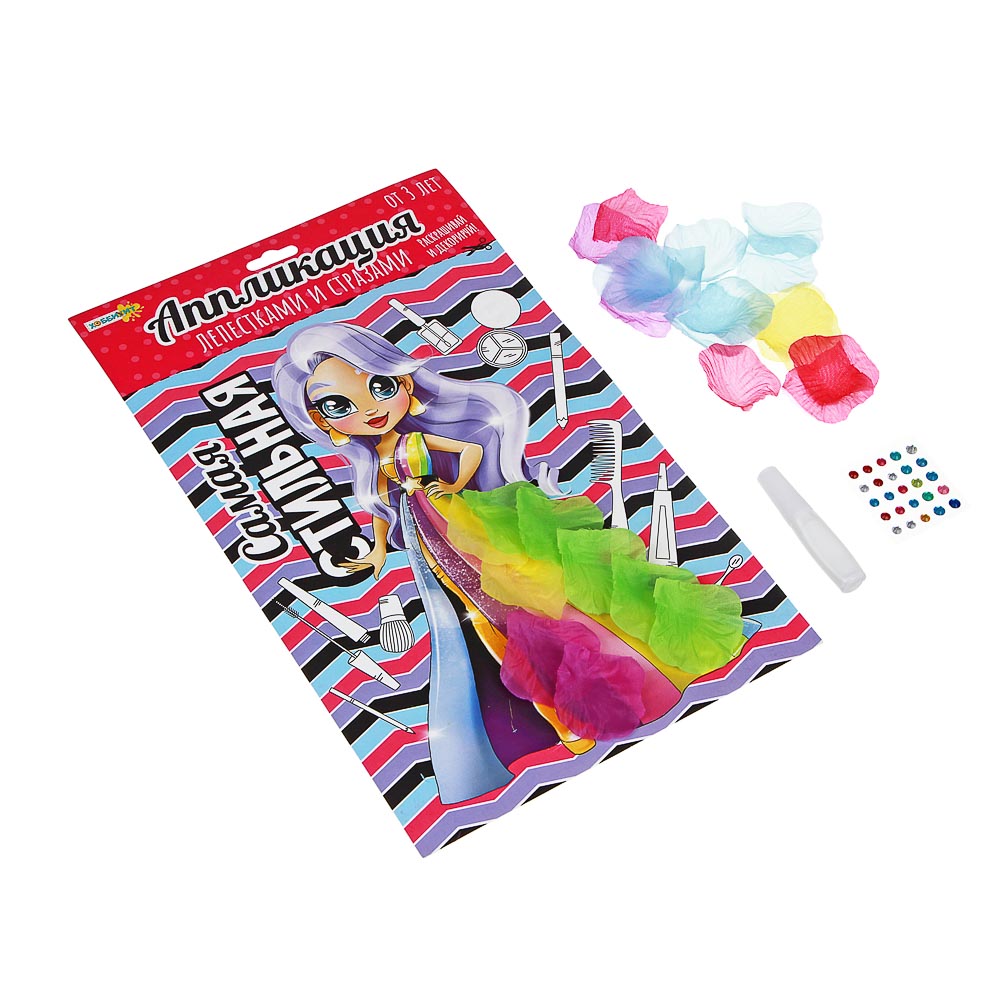 ХОББИХИТ Аппликации лепестками и стразами 21х34см