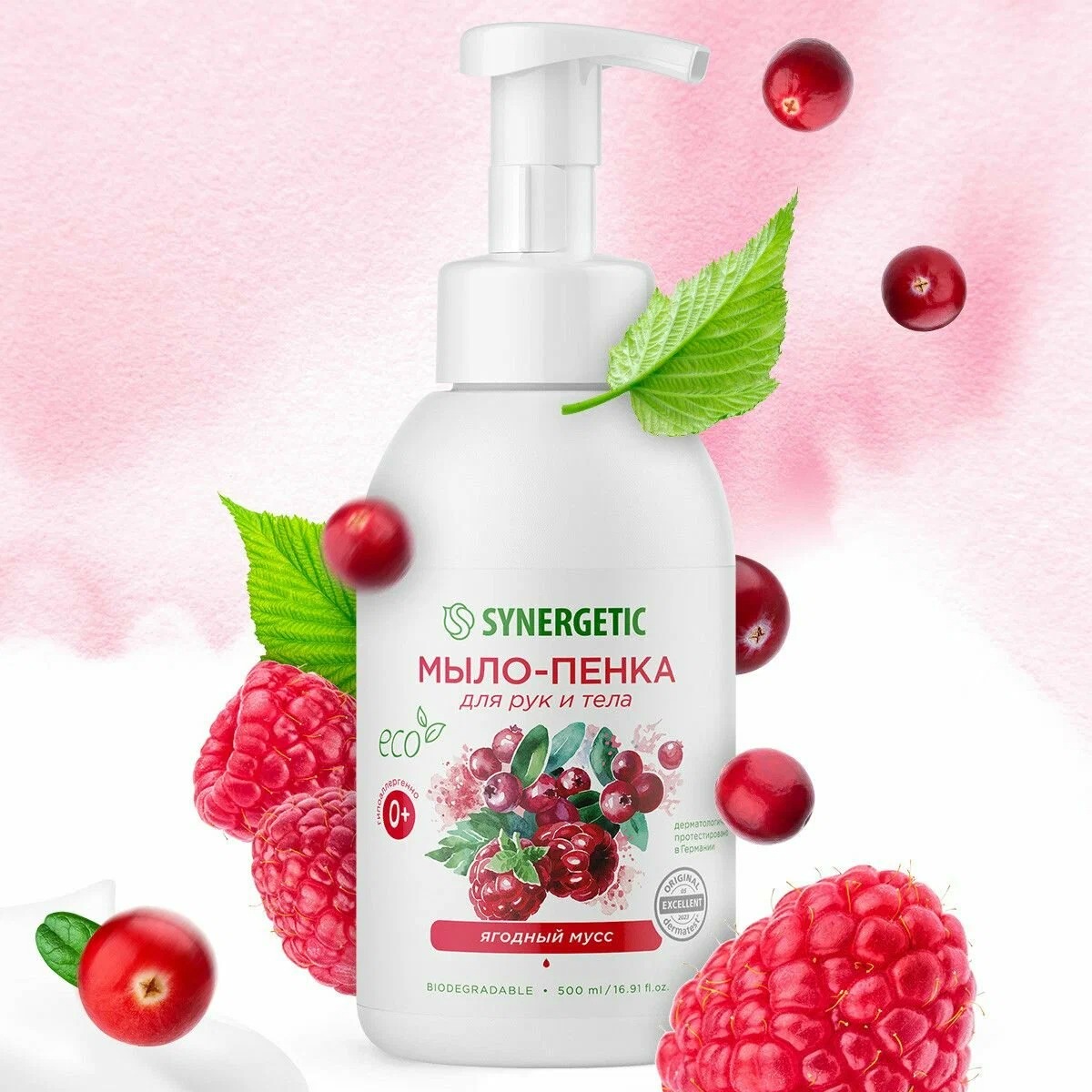 SN Мыло-пенка детское для рук и тела гипоаллерген. натур. Ягодный мусс 500мл