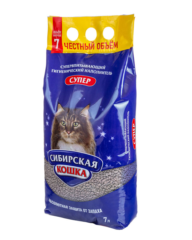 Наполнитель Сибирская Кошка СУПЕР (комкующийся) 7л