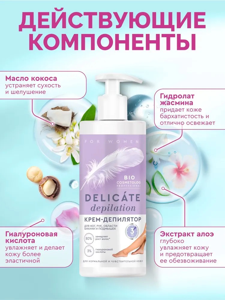 Delicate depilation Bio Cosmetolog Professional крем-депилятор 200мл