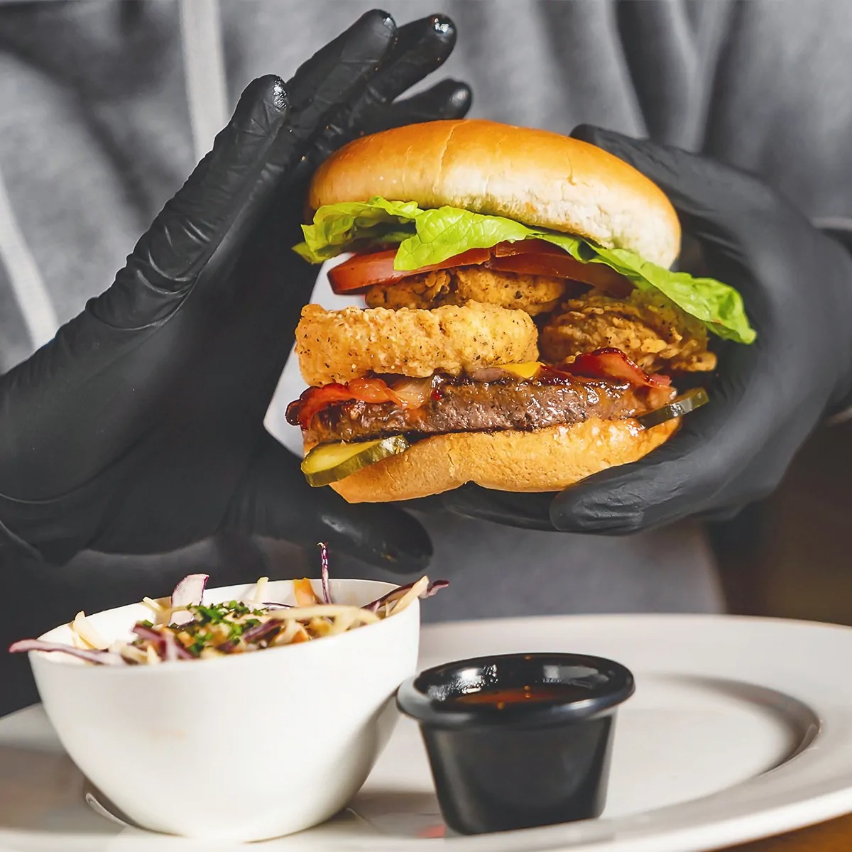 Перчатки нитриловые черные L/M/S100шт(черные) (S, черный)