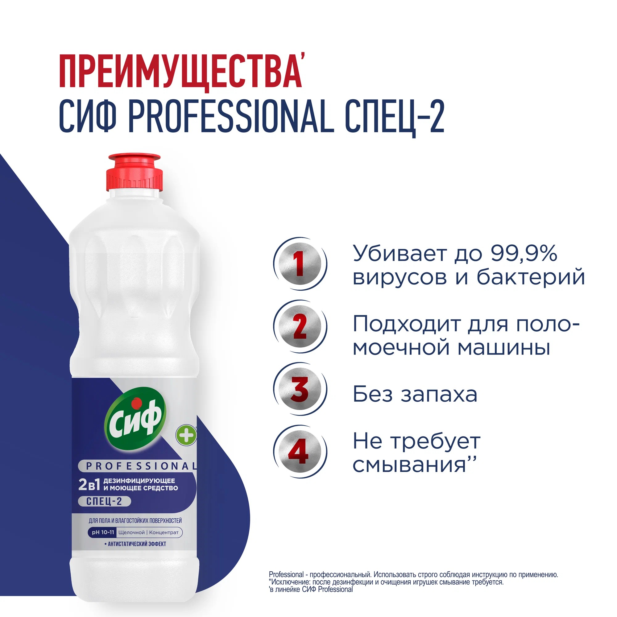 Сиф Профессионал Спец-2 средство дезинфицирующее моющее концентрированное 1л