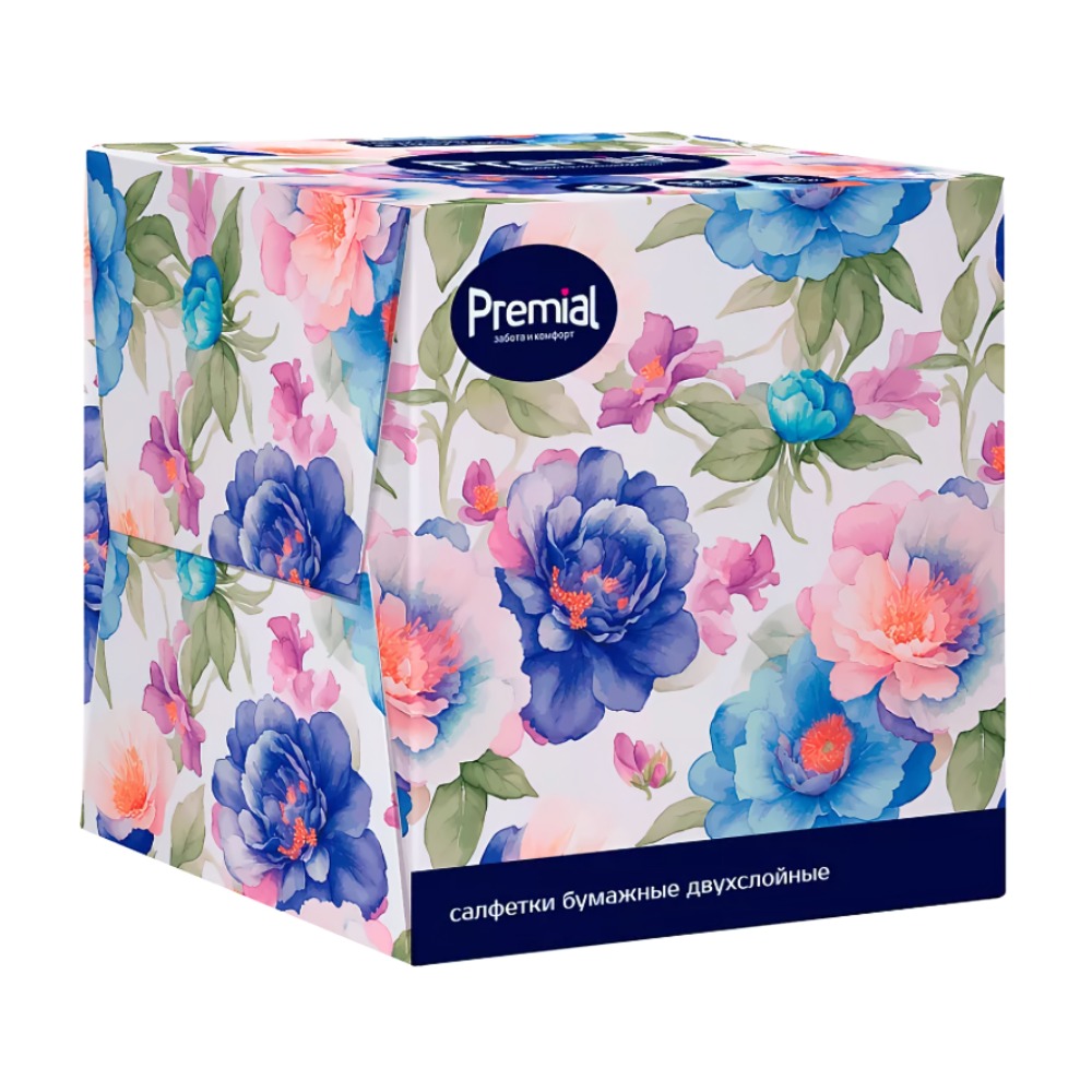 Premial Салфетки бумажные многослойные белые в коробке (нон-стоп) 70шт