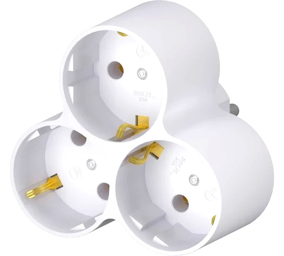 Разветвитель электрический (тройник) "Фотон" АМ 16-3Е 16А с заземлением