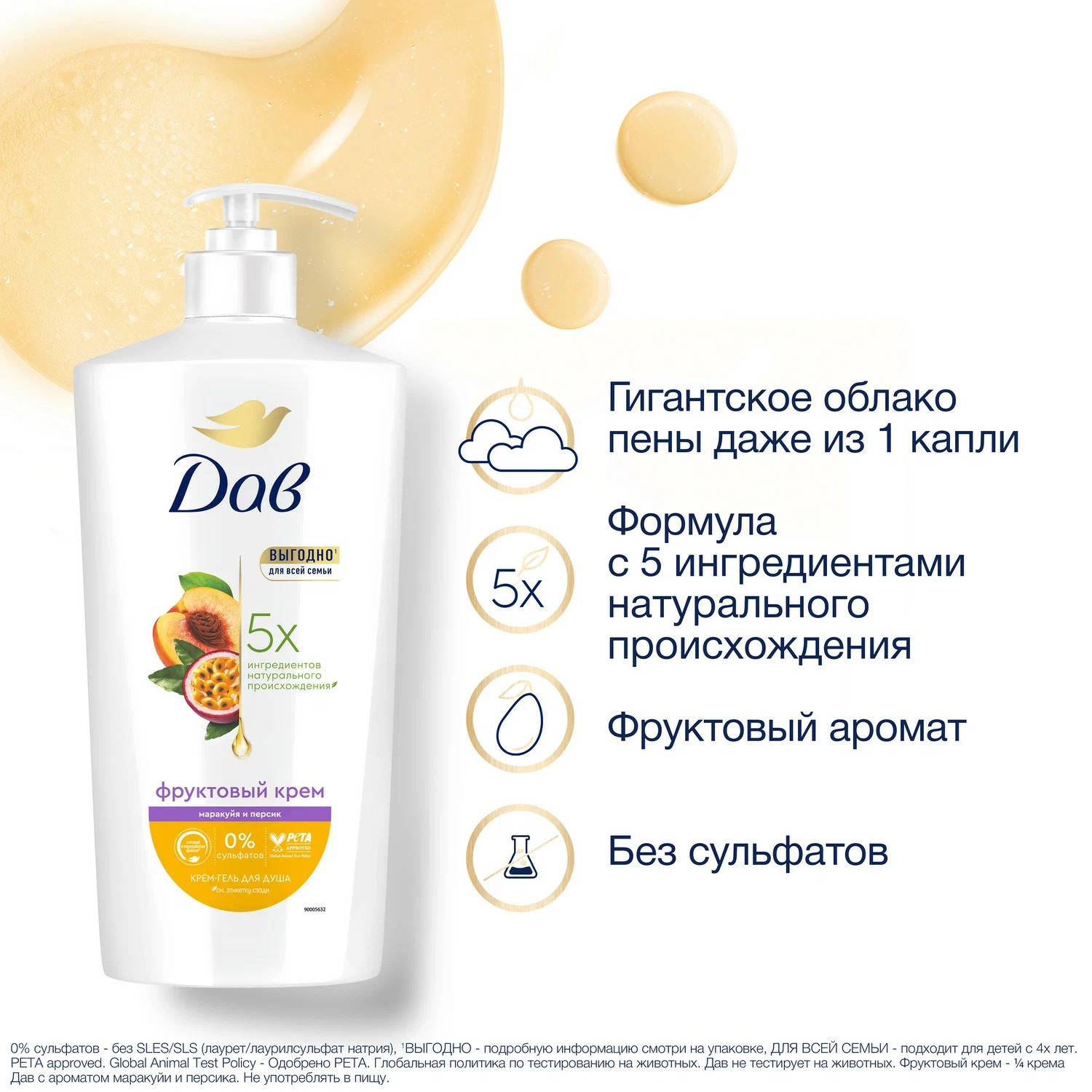 Dove крем-гель для душа 610мл (Маракуйя и персик)