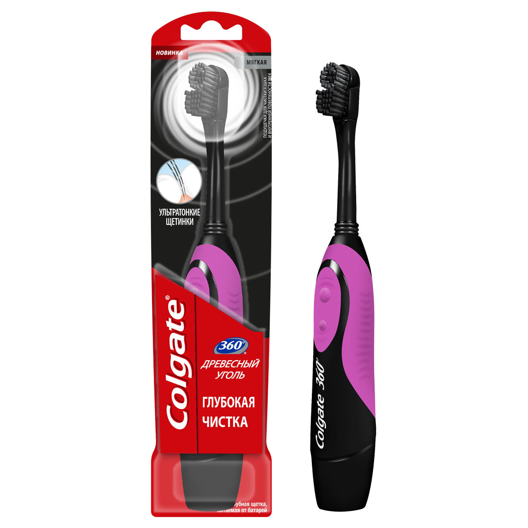 Колгейт 360 Древесный уголь всей полости рта электрическая мягкая 