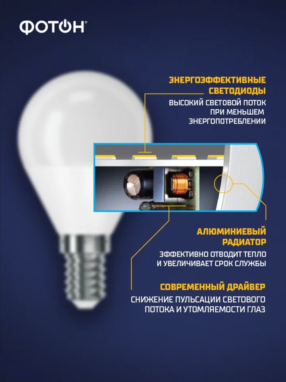 Лампа светодиодная ФОТОН LED P45 11W E14 4000K