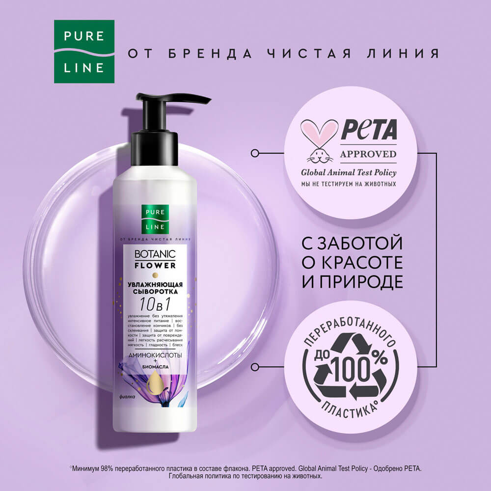 Чистая Линия увлажняющая сыворотка для волос 160мл