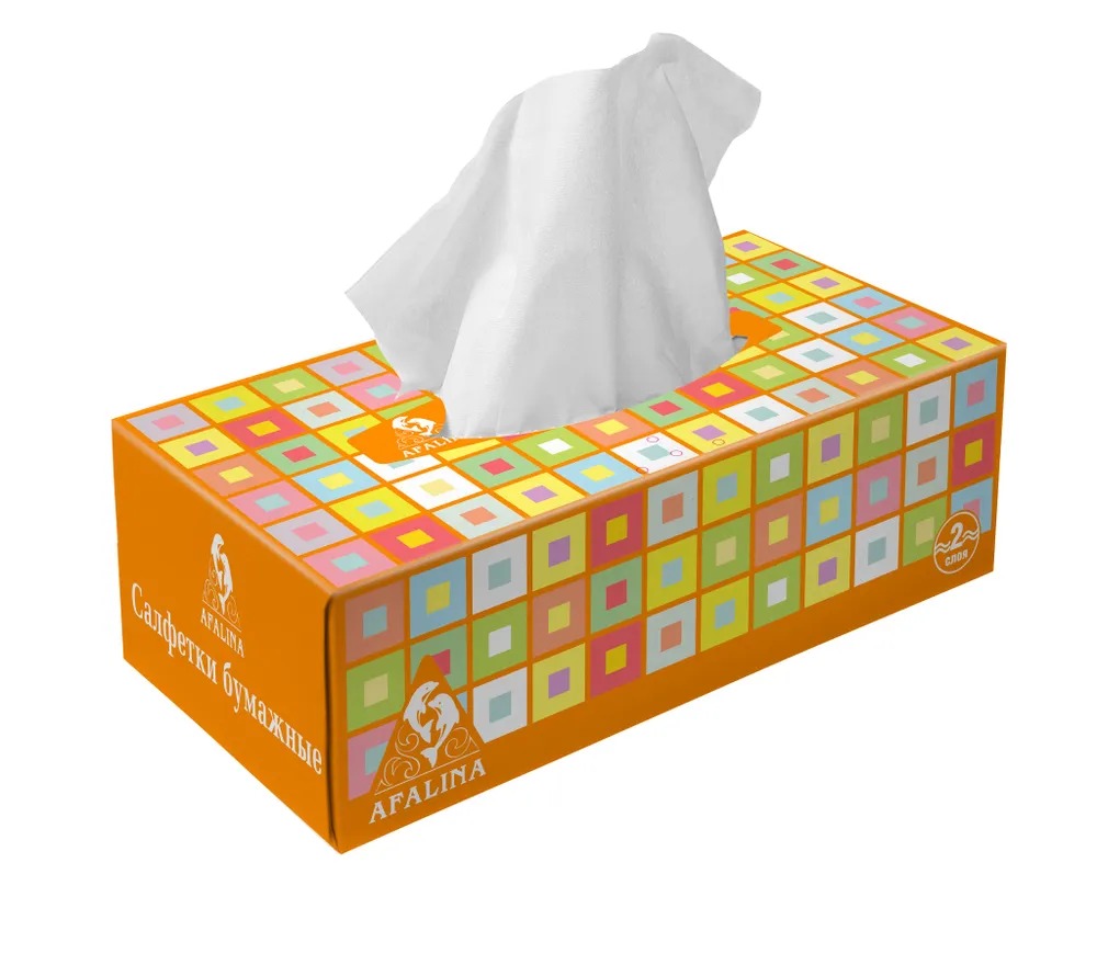 Biopin Салфетки двухслойные косметические Клетка 150шт в ассорт