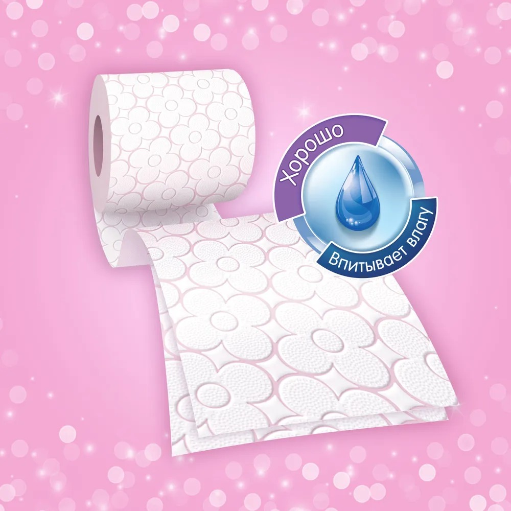 Туалетная бумага "Familia Plus Весенний цвет" двухслойная 4 шт 