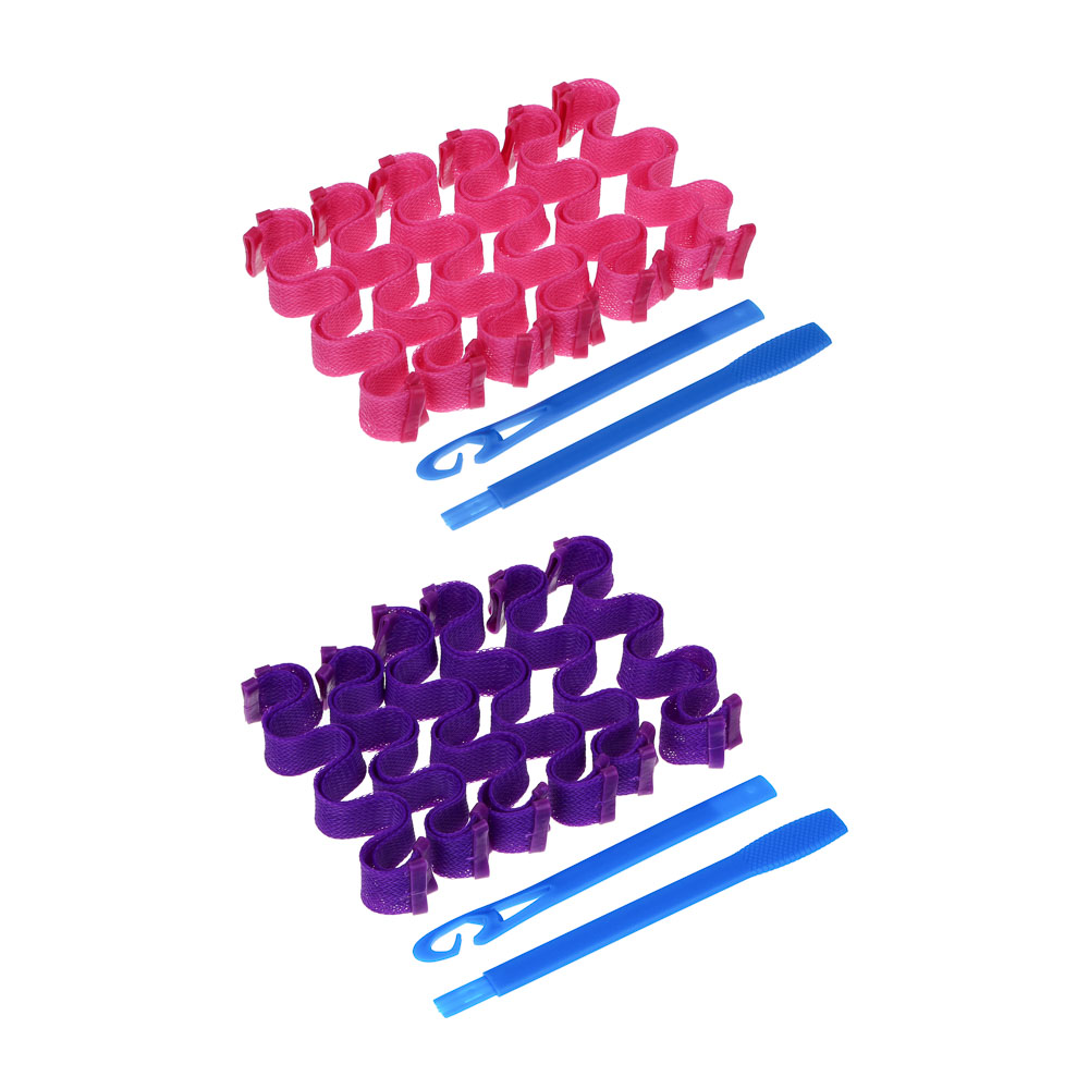 BERIOTTI Бигуди-волны с крючком для укладки волос, 25х3см, пластик, нейлон, 12шт, 2 цвета