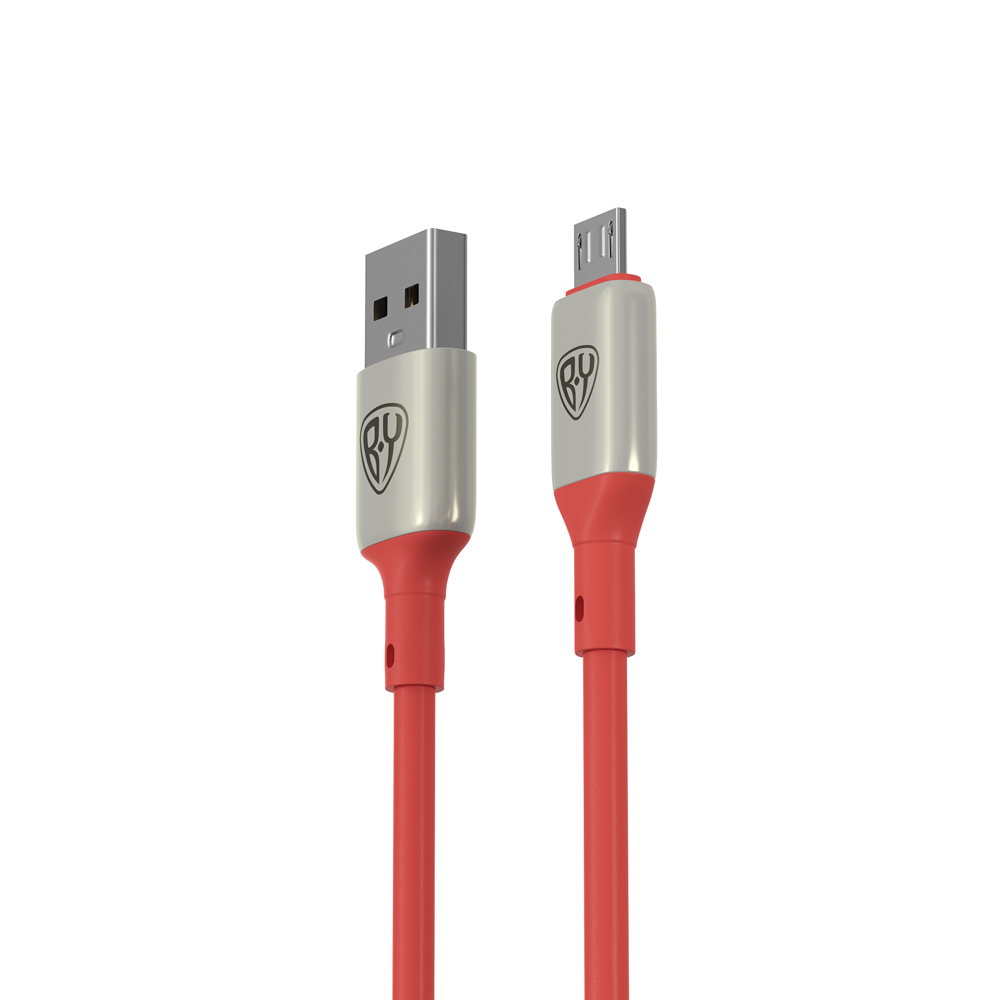 BY Кабель для зарядки Space Cable Pro Micro USB, 1м, Быстрая зарядка QC3.0, штекер металл, красный