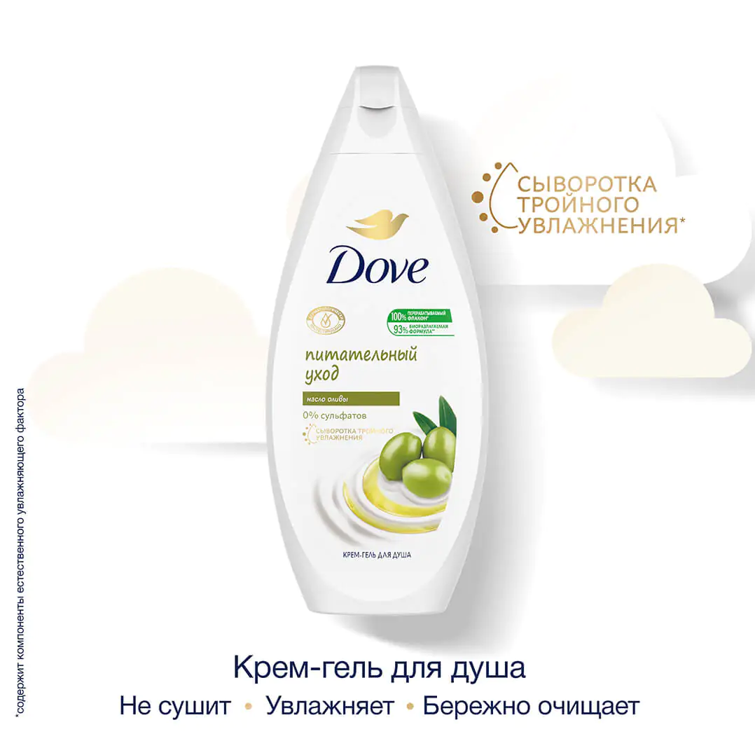 Dove крем-гель для душа Питательный уход с маслом оливы 250мл Dove крем-гель для душа Питательный уход с маслом оливы 250мл