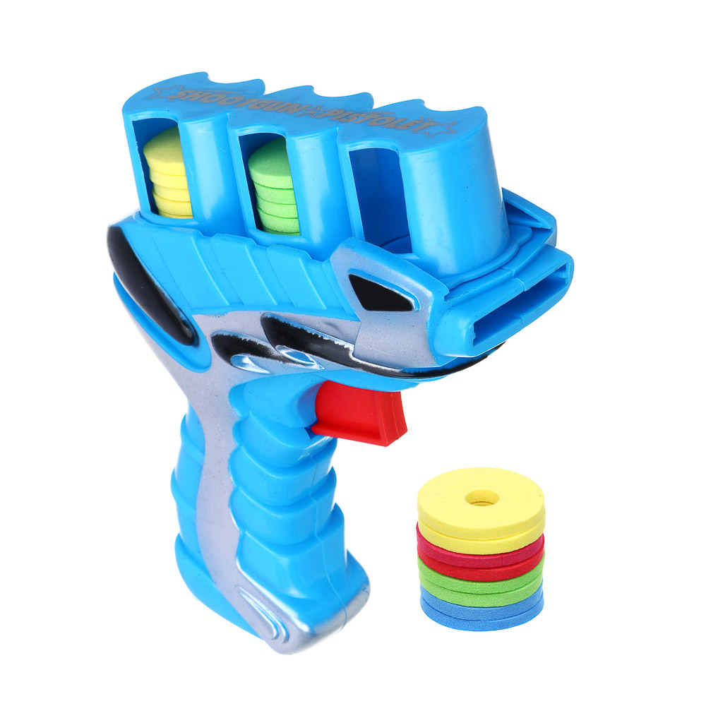 ИГРОЛЕНД Пистолет "Дискострел", стреляет мягкими дисками, РР, 18,5*4*20,5 см, 3 цвета