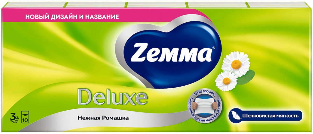 Зева/Земма носовые платочки Deluxe ромашка 10штx10