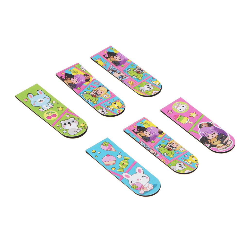 Кавай Набор закладок магнитных, 6 штук, размер закладки 12Х1,9см, упаковка 18,3Х10,3см