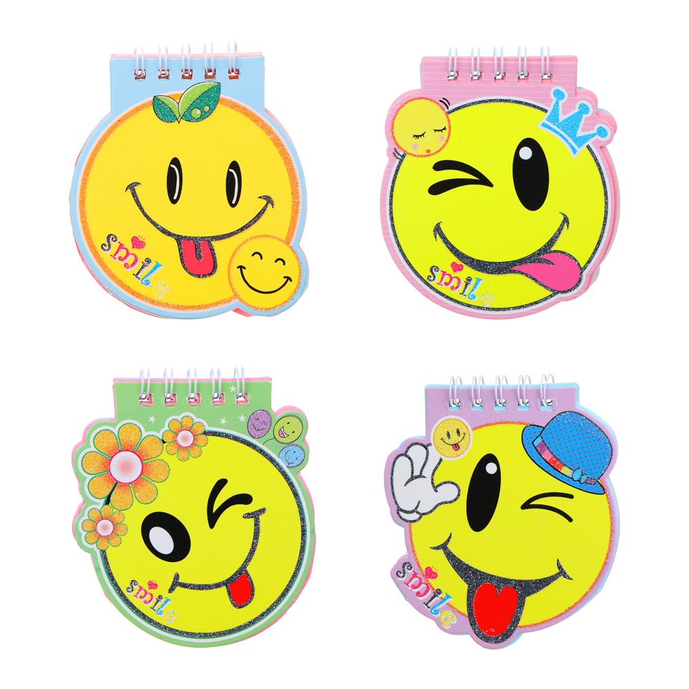 Записная книжка фигурная 40 листов в форме смайлика 9,5х8,5см,