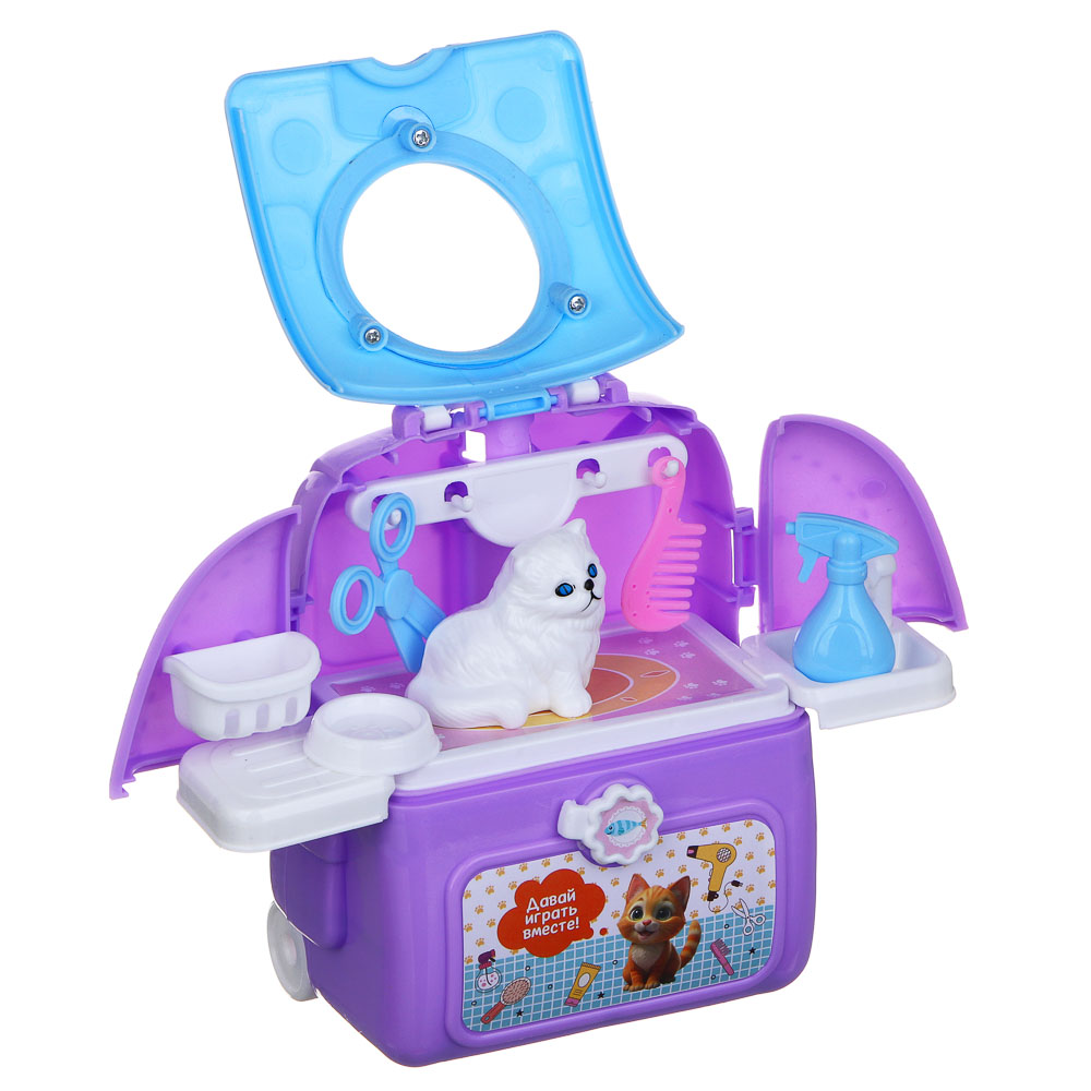 ИГРОЛЕНД Питомец в чемодане с акс., РР, ABS, 10,6*6,5*15см, 2 дизайна