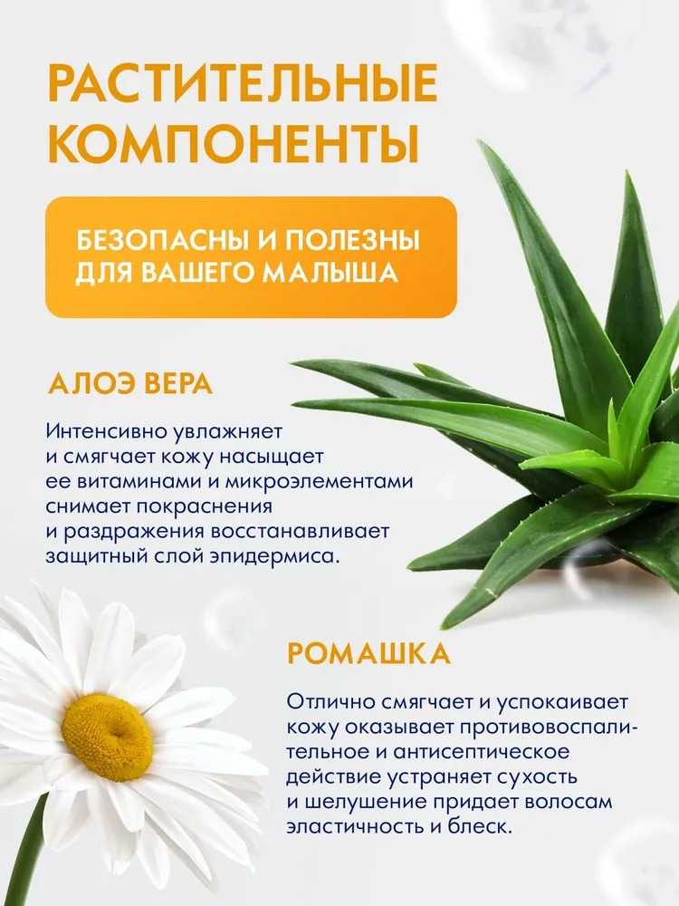 Bioteq Kids Детский шампунь с ромашкой и алоэ вера 500мл