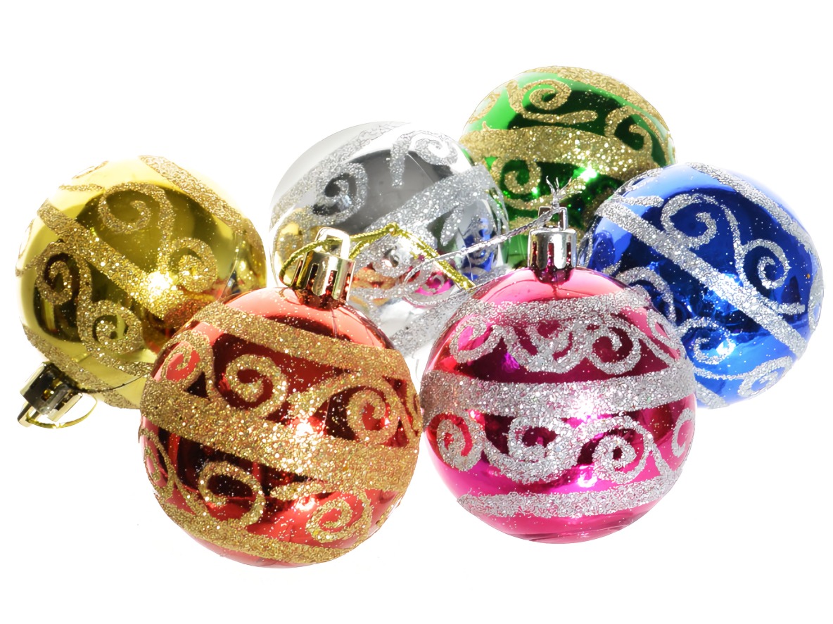 Украшение на елку пластм.4см 6шт WA1777 504814