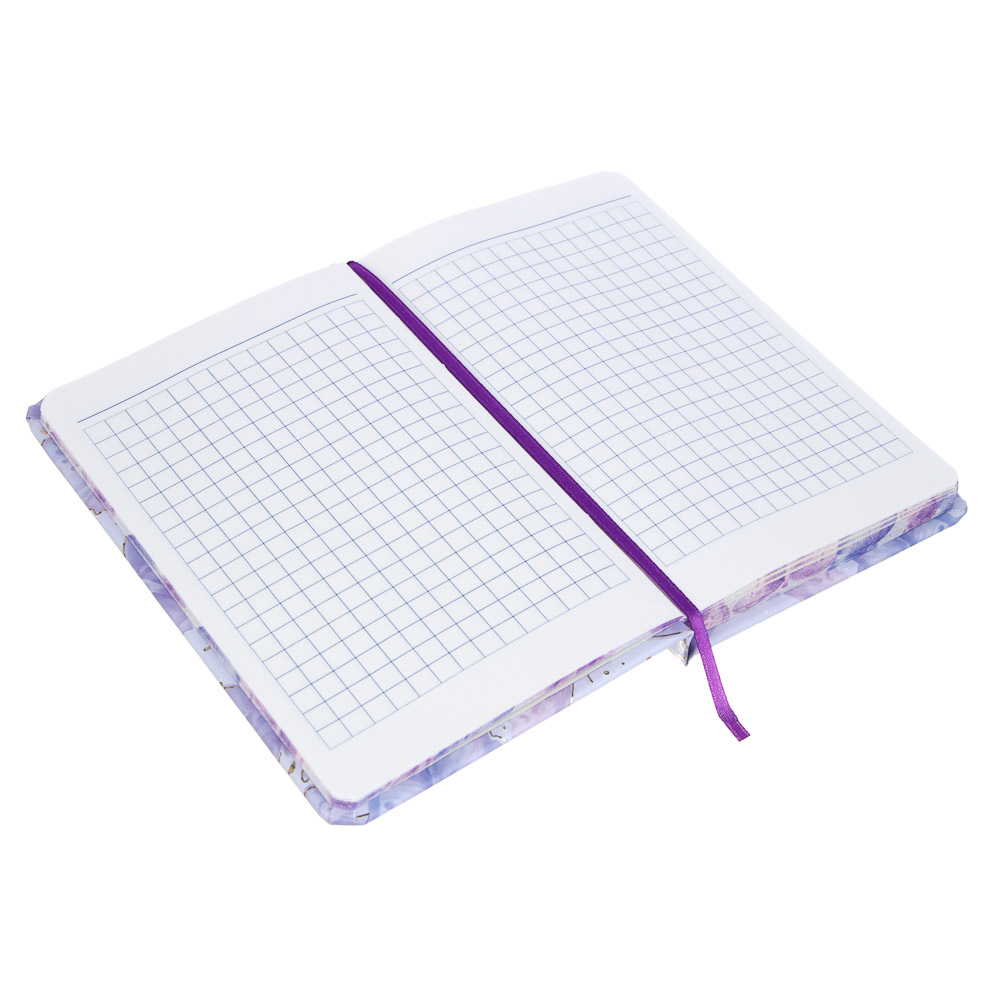 Записная книжка на резинке, А6, 80л, обложка картон, цветной срез "Бабочки", закладка лента