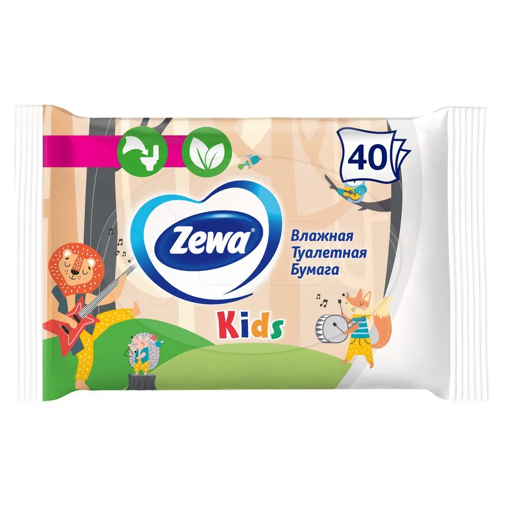 Зева туалетная бумага детская влажная 40шт