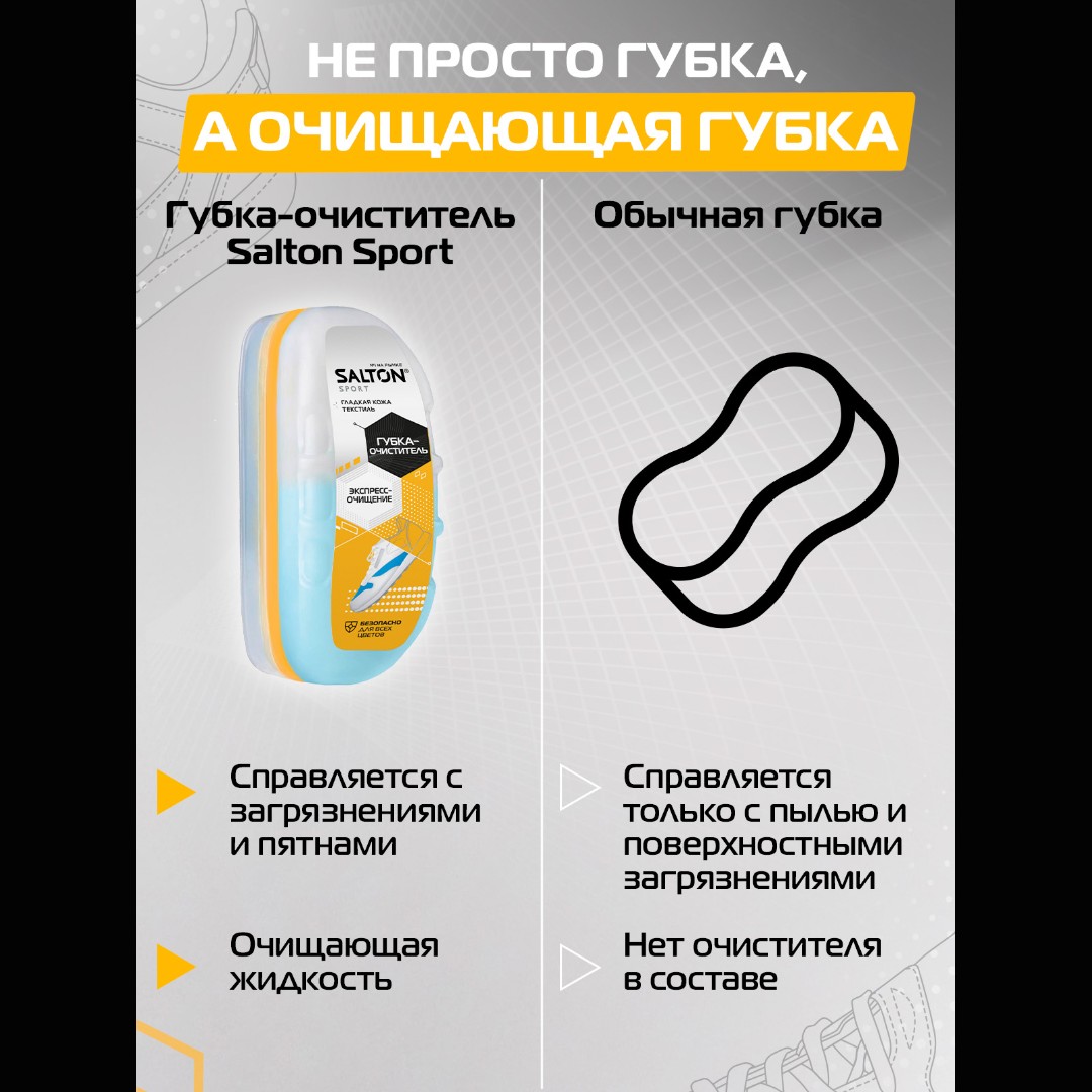 Salton Sport Губка-очиститель для спортивной обуви из всех видов кож и текстиля бесцветный 75 мл 