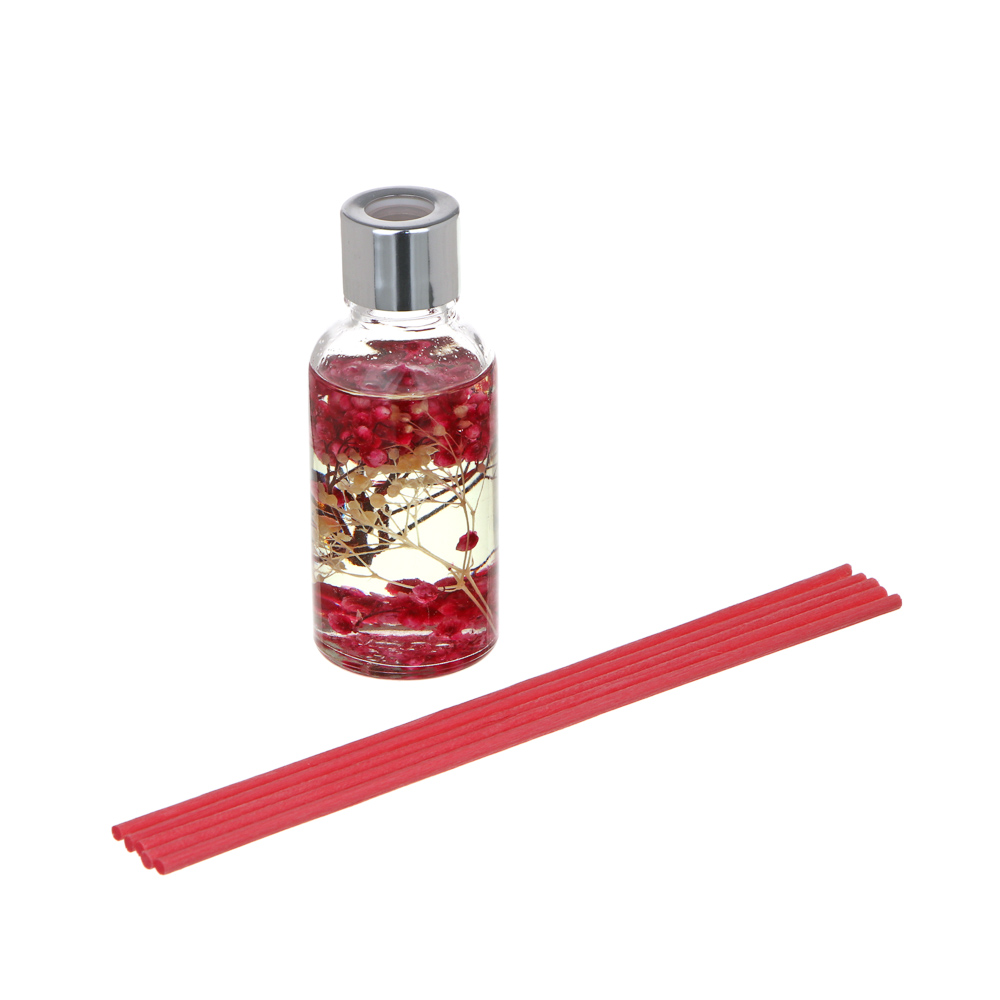 LADECOR Аромадиффузор 30мл с декором и с палочками, 4 вида лаванда,лемонграсс,роз.геоцинт,океан