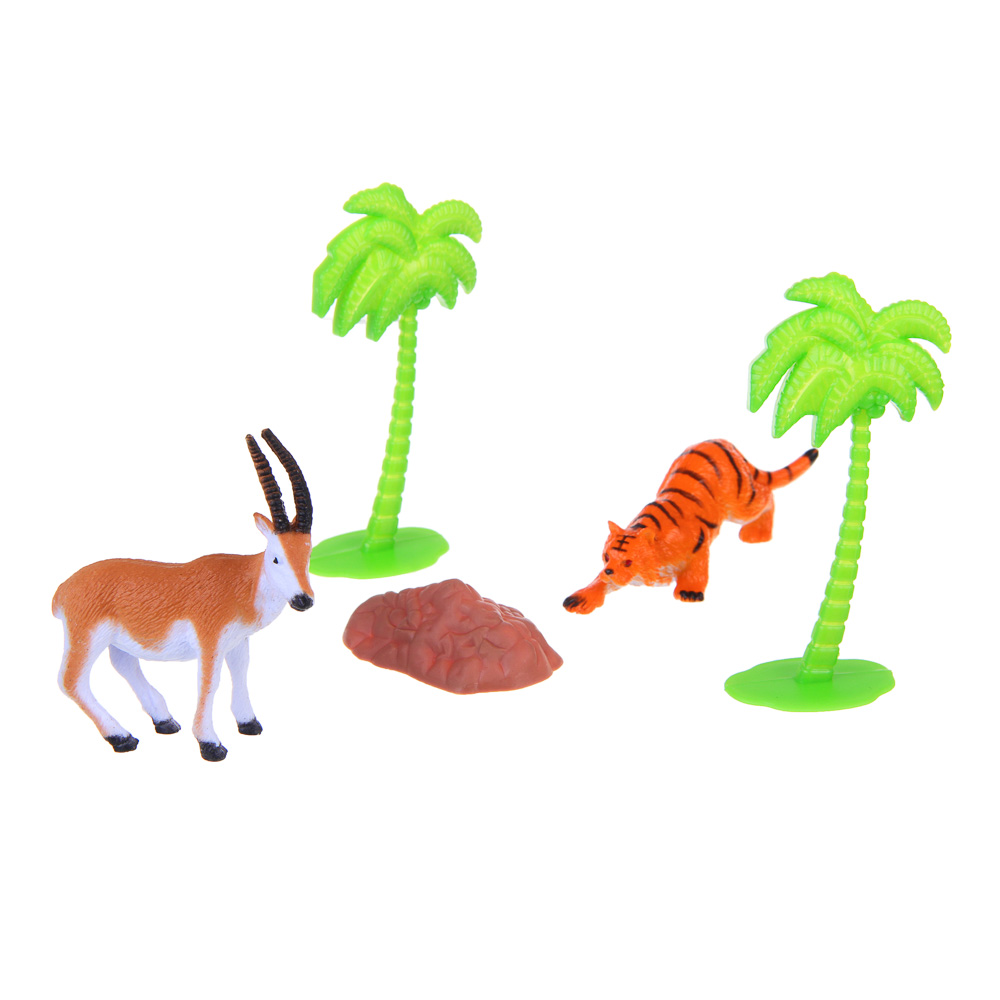 ИГРОЛЕНД Игровой набор с животными, 9 предметов, PP, PVC, 31,5х11,5х 5см, 2 дизайна