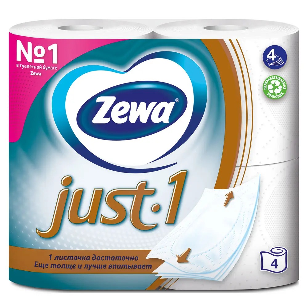 Зева туалетная бумага Джаст 1/Цветы 4-слойная 4шт