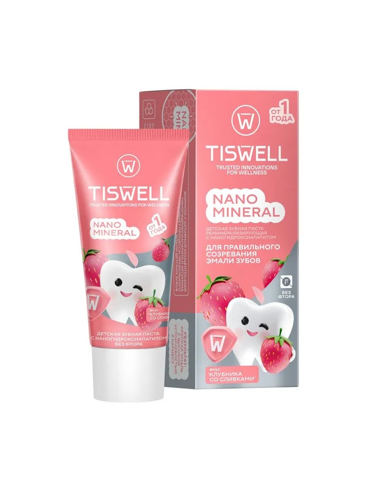 TISWELL Зуб.паста детская Клубника со сливками 1+ 60г