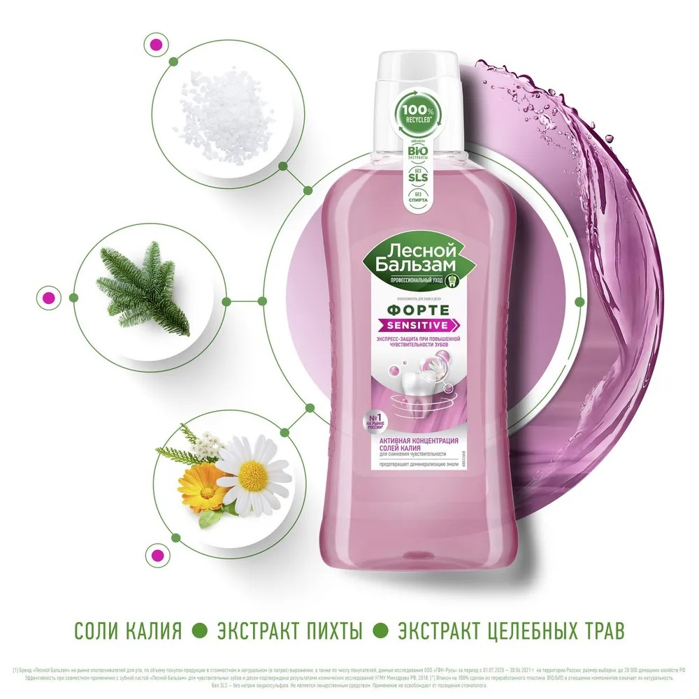 Лесной бальзам ополаскиватель для чувствительных зубов и десен 400мл
