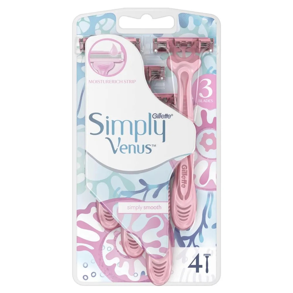 Venus Simply 3 Бритвы одноразовые 4шт  Venus Simply 3 Бритвы одноразовые 4шт