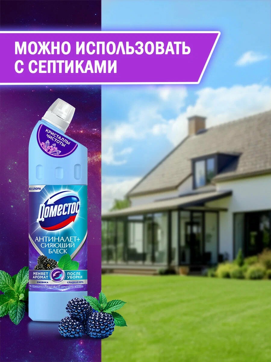 Доместос средство чистящее кристаллы чистоты ягодное сияние 750мл