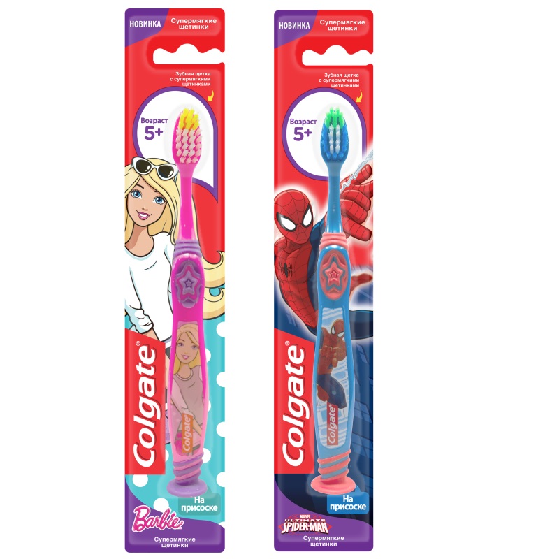 Колгейт Barbie, Spiderman для детей старше 5 лет супермягкая
