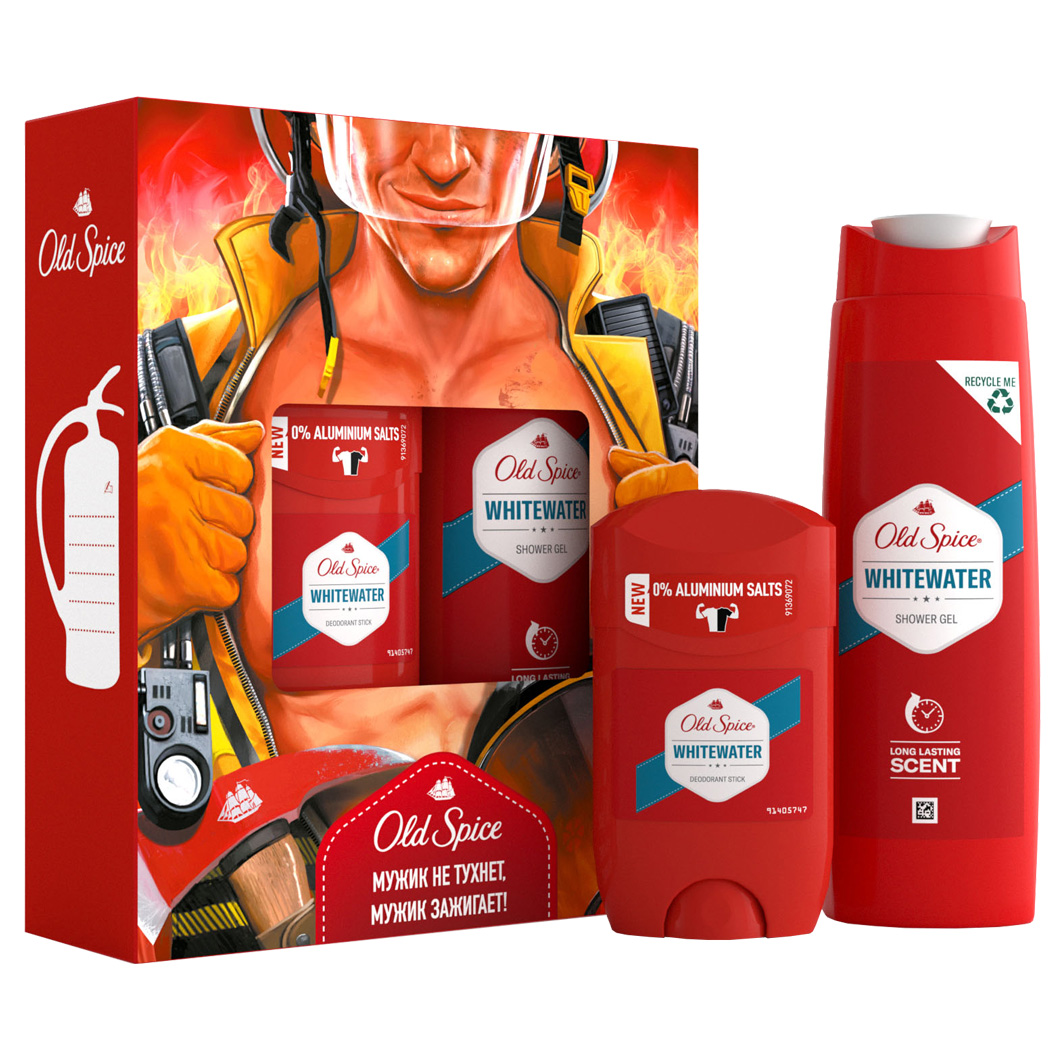 OLD SPICE Whitewater Твердый дезодорант 50мл+гель для душа+шампунь 250мл
