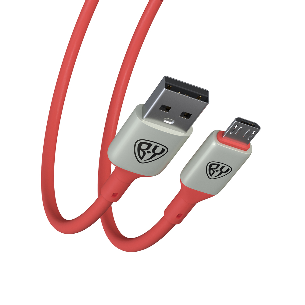 BY Кабель для зарядки Space Cable Pro Micro USB, 1м, Быстрая зарядка QC3.0, штекер металл, красный