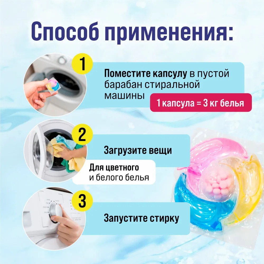 Amore Care капсулы для стирки 4в1 с гранулами кондиционера 22шт