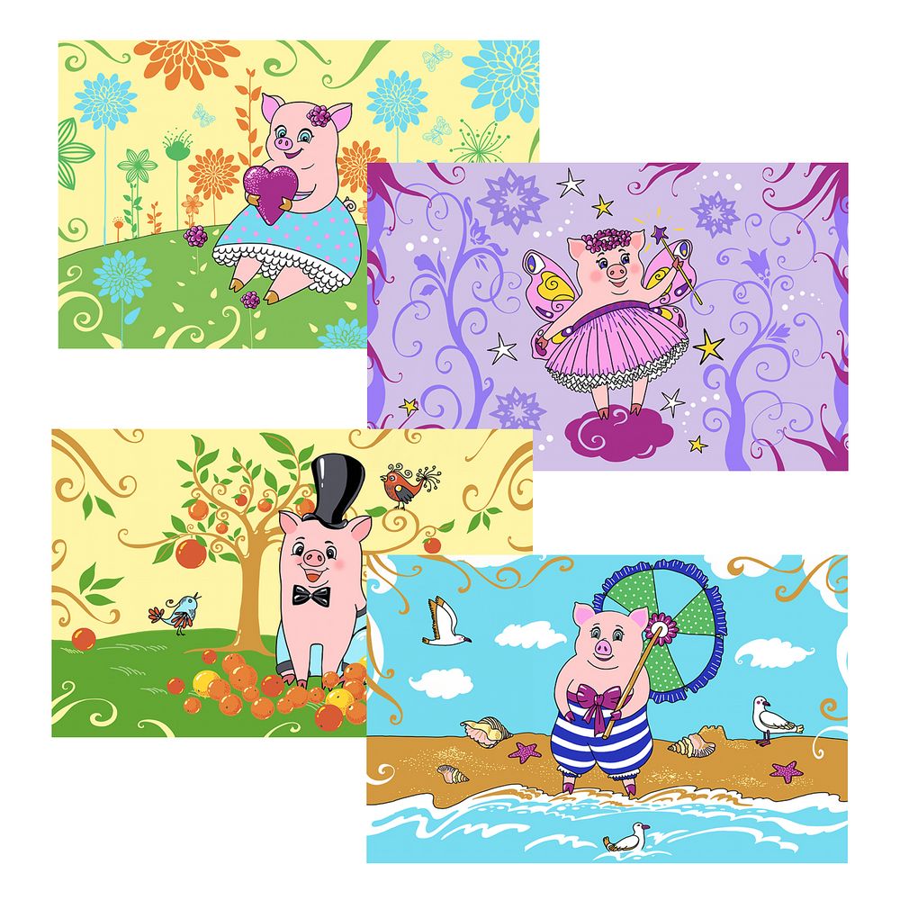 Доска разделочная, подставка под горячее Милые свинки 18*28см