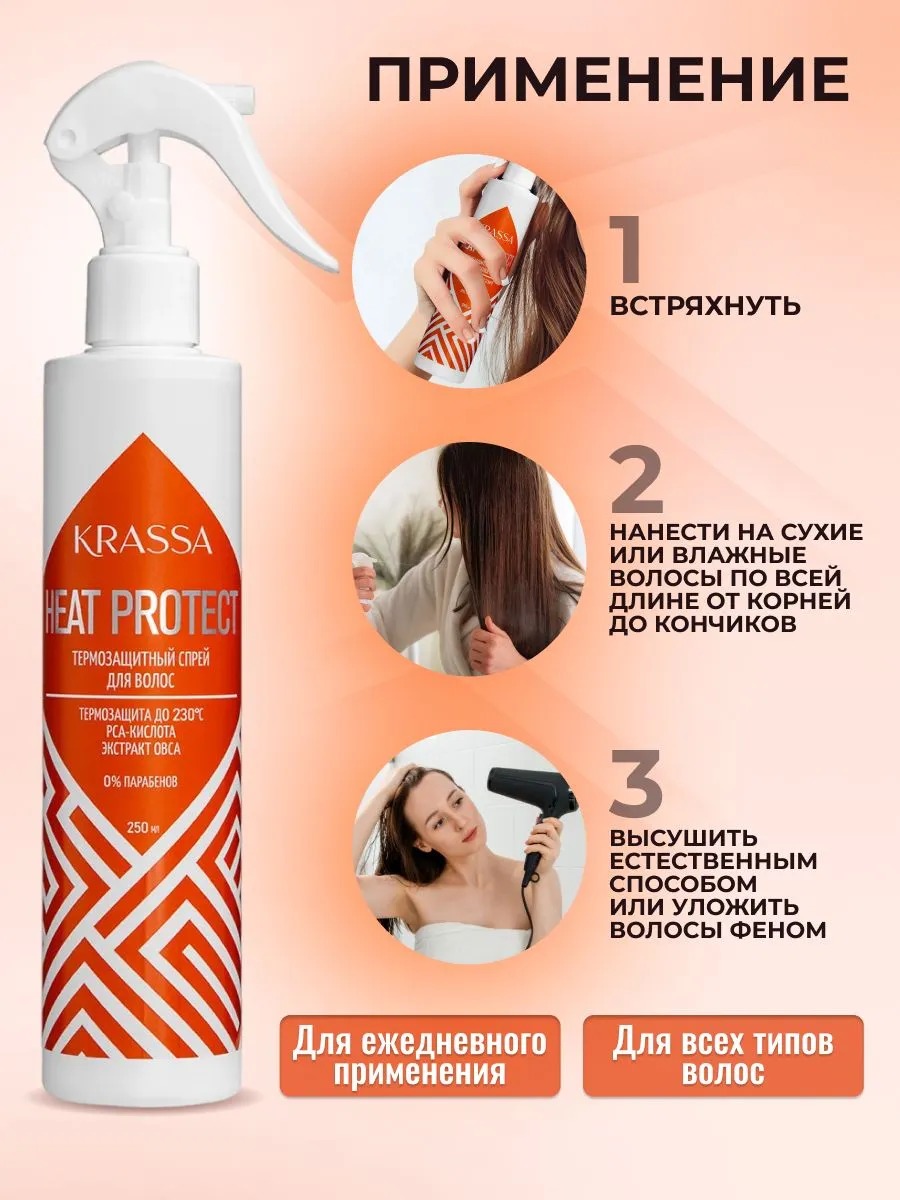 Krassa Professional Heat protect термозащитный спрей для волос 250мл